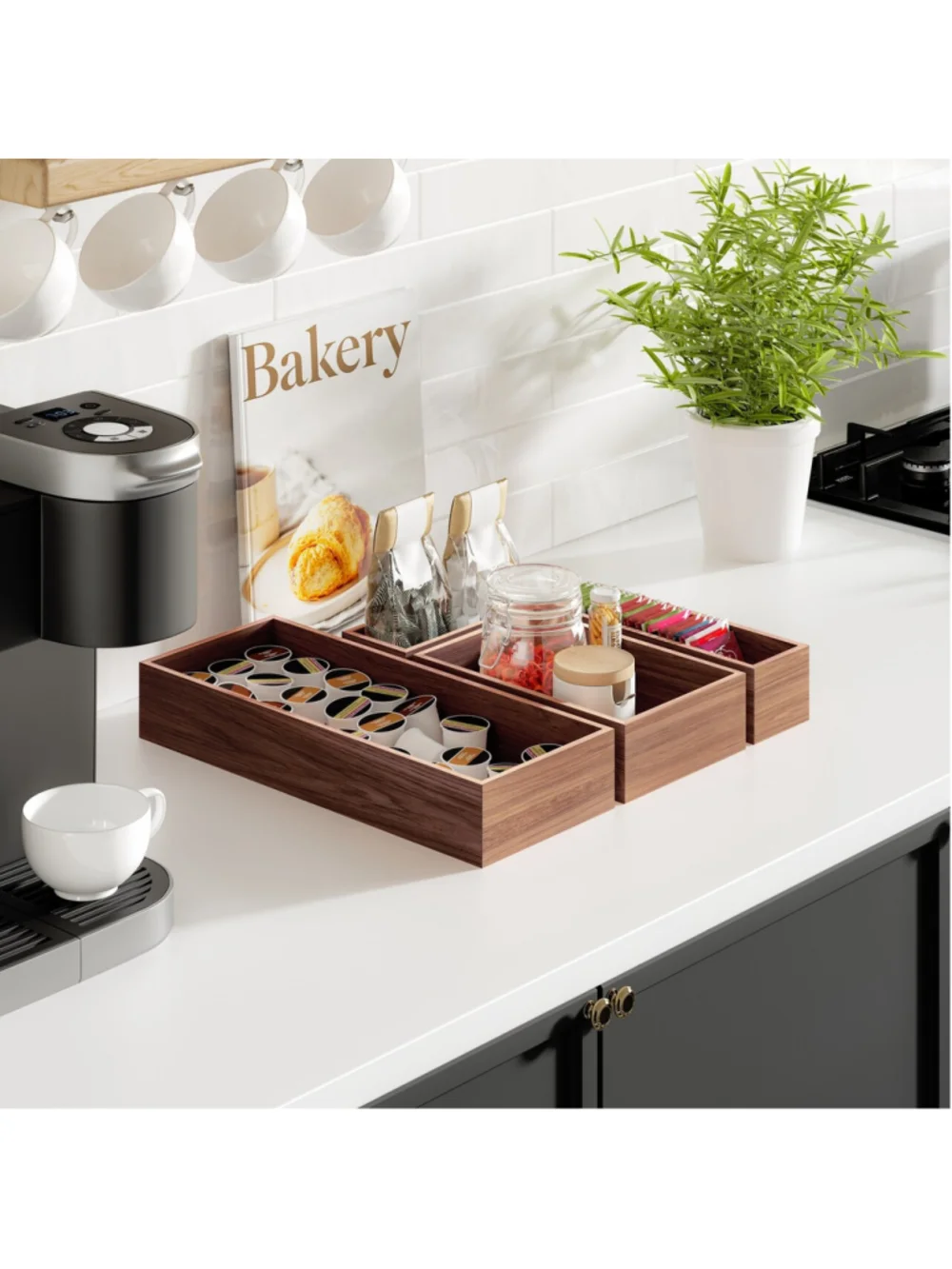 Seville Classics 10-Piece Acacia Storage Box Set